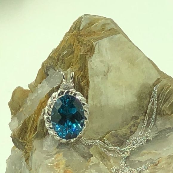 Clyde Duneier London Blue Topaz 14K & 10K Necklace - Picture 5 of 13